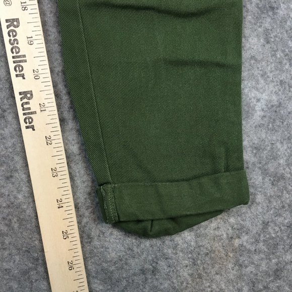 Time Tru Pants 0 2 XS Olive Green Solid Mid Rise Pull On Cuffed Crop Loose Army - Picture 8 of 14